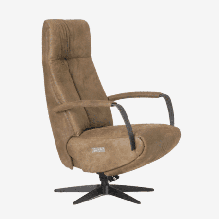relaxfauteuil coralda met open arm in stof op draaivoet met accu en 3 motoren van De Toekomst