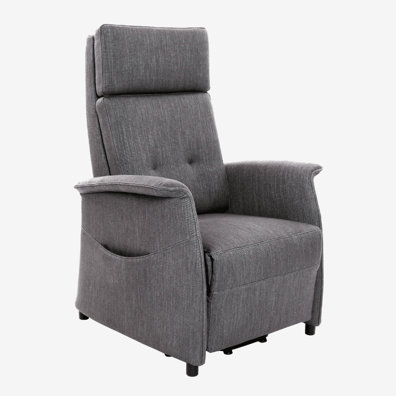 sta op fauteuil riniro in grijze stof op vaste voet direct leverbaar en voordelig