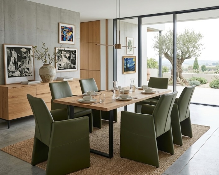 eetkamerstoelen aan tafel relaxfauteuils teun arts